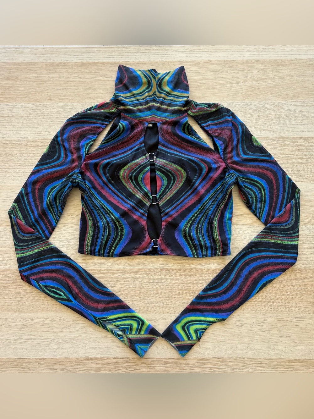 Womens Multicolor AFRM Cutout Long Sleeve Crop Top